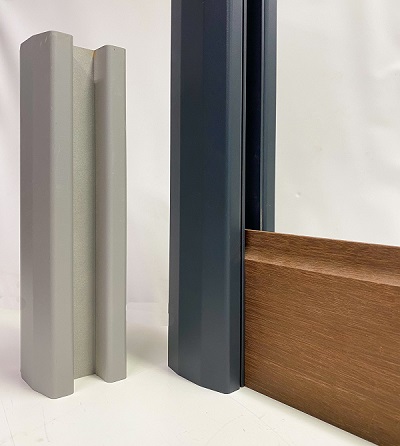 Aluminium gleufpaal 28mm 270cm 8/8 ral 7030 + incl paalkap pvc